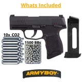 ArmyBoy Kit for Sig Sauer P365 Air Pistol Blowback BB Gun│ Kit Includes Blowback BB Gun, 1500 Metal BBs (.177 Cal) and 10x CO2 Cartridges / Extra Mag Semi-Auto Metal Slide Air Gun │12 Rd Mag - 295 FPS