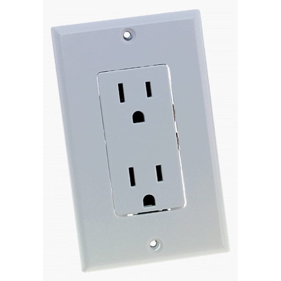 Leviton C24-05675-00W Straight Blade Duplex Receptacle, 125 V, 15 A, 2 Pole, 3 Wire, White