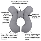 Lebogner Baby Head Support Pillow, Newborn Infant Head & Neck Cushion Perfect for Car Seats and Strollers, Comfortable Kids Travel Pillow, Perfect for 0-1 Year Old Boy or Girl, Grey