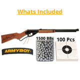 ArmyBoy Kit for Daisy Adult Red Ryder BB Gun Bundle│ Kit Includes: Daisy Air Rifle, 1500 Metal BBS and 100 Targets│ Features: 650 Shot Spring-Action Lever Cocking Daisy Air Rifle Air Gun - 350 FPS