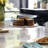 Le'raze Crystal Cake Plate with Stand, 12" Round Pedestal Cake Stand, Desert Serving Tray for Weddings, Events, Parties