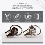 FixnZip (Black Nickel) - Universal Zipper Repair Kit for Jackets, Luggage, Bags - Backpack Zipper Replacement Repair Kit - Instant Zipper Fix (S,M,L) - Made in The USA