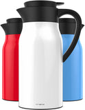 Vremi 51 Ounce Stainless Steel Thermal Coffee Carafe - 1.5 Liter Double Walled Vacuum Insulated Large Tea Thermos with Leak Proof Lid - Compact Travel-Size Thermal Pots Hot Cold Beverage - White