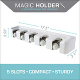 Magic Holder 5 Position Mop and Broom Holder, Floor Mop Holder, Broom Utility Holder, Storage Solutions and Organizers for Cleaning