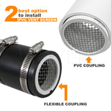 PVC Termination Cap Mesh Screen Vent Cover, Furnace & Roof Vent Cap, Stainless Steel Wire Round Exhaust Pipe Cover End 3" Inner & 3.5" Outer Diameter