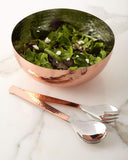 Elegant Copper Hammered Salad Bowl with 2 Serving Utensils - Complete With Matching Oversized Spoon and Fork - Use as a Salad Bowl, Fruit Bowl or Even For Pasta - Vegetable Bowls,