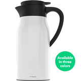 Vremi 51 Ounce Stainless Steel Thermal Coffee Carafe - 1.5 Liter Double Walled Vacuum Insulated Large Tea Thermos with Leak Proof Lid - Compact Travel-Size Thermal Pots Hot Cold Beverage - White