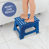 Folding Step Stool - The Lightweight Step Stool is Sturdy Enough to Support Adults and Safe Enough for Kids. Opens Easy with One Flip. Great for Kitchen, Bathroom, Bedroom, Kids or Adults. (Blue)