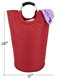 Collapsible Fabric Laundry Hamper - Portable, Foldable Large Capacity Laundry Basket, Durable Comfortable Padded Carry Handles, Self Standing Washing Bin, Folds Easily in Laundry Room Storage. (Red)