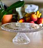 Le'raze Crystal Cake Plate with Stand, 12" Round Pedestal Cake Stand, Desert Serving Tray for Weddings, Events, Parties