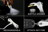 KeySmart Pro - Compact Smart Key Holder w LED Flashlight & Tile Bluetooth, EDC Key Organizer, Attach Car Key Fob, Other Mini Tools & Accessories (up to 10 Keys, White) - Discontinued