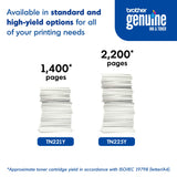 Brother Genuine Standard Yield Toner Cartridge, TN221Y, Replacement Yellow Color Toner, Page Yield Up To 1,400 Pages, Amazon Dash Replenishment Cartridge, TN221