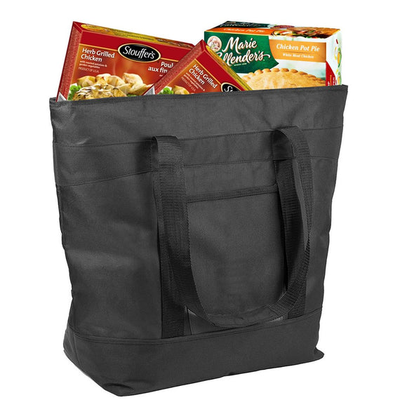 Insulated Grocery Bag By Lebogner - X-Large 10 Gallon Capacity Vacation Cooler Bag For Hot Or Cold Food While Traveling, Collapsible Travel Or Shopping Carry Basket, Outdoor Picnic Bag For Camping