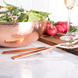 Elegant Copper Hammered Salad Bowl with 2 Serving Utensils - Complete With Matching Oversized Spoon and Fork - Use as a Salad Bowl, Fruit Bowl or Even For Pasta - Vegetable Bowls,
