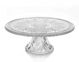 Le'raze Crystal Cake Plate with Stand, 12" Round Pedestal Cake Stand, Desert Serving Tray for Weddings, Events, Parties