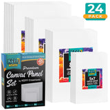 KEFF Canvases for Painting - 24 Pack Blank Canvas Panels Set Boards for Acrylic, Oil, Tempera & Watercolor Paint - 100% Cotton Art Painting Supplies for Adults & Kids