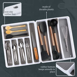 No-Slip Silverware Tray Organizer - Accommodates Different Kitchen Utensil and