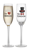 Elegant Home Wedding Gift Set of Two 19 Oz. Bride & Groom Stemless Champagne, Red Or White Wine Glass - unique Novelty - Gag Gift. (Stems)