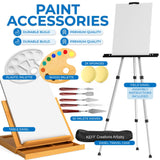 KEFF Large Deluxe Artists Painting Set - Professional Art Paint Kits Supplies for Adults & Kids with Acrylic, Watercolor & Oil Paints, Aluminum Field & Wooden Table Easel, Canvases, Brushes & More