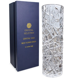 Crystal Vase, 15" high, for Flowers & Decor, Frost Flower Design, Lovely Nice Shiny Piece, Suitable for All Occasions, Perfect as a Gift,