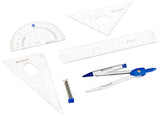 Westcott Six Piece Geometry Tool Kit with Pouch, Assorted Colors, (14564)