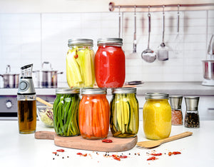 32oz Glass Mason Jars with lids Set of 12 - Airtight Band + Marker & Labels - Canning Jars with Lids, Ideal for candle jars, Spice Jars, Wedding Favors, Meal Prep, Jelly, Great gift.