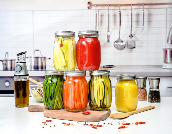 32oz Glass Mason Jars with lids Set of 12 - Airtight Band + Marker & Labels - Canning Jars with Lids, Ideal for candle jars, Spice Jars, Wedding Favors, Meal Prep, Jelly, Great gift.