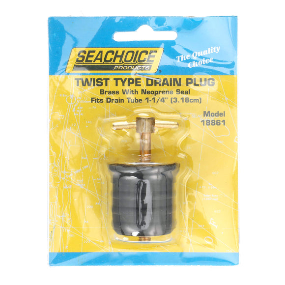 Seachoice Twist-Turn 1.25 in. Marine Boat Brass Drain Plug w/Neoprene Seal