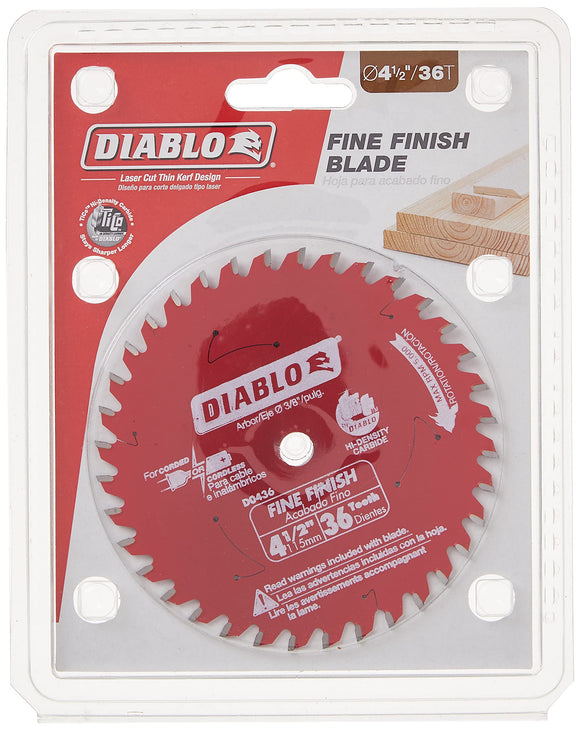 Freud D0436X Diablo 4-1/2-Inch 36 Tooth ATB Cordless Trim Saw Blade with 20-Millimeter Arbor and 3/8-Inch Reducer Bushing