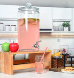 2 Gallon Beverage Beverage Serveware with Stainless Steel Spigot + Marker & Chalkboard 100% Leakproof Glass Drink Dispenser for Parties with Spout, Airtight Beverage Dispenser for Water Juice Laundry