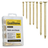 Qualihome Hardware Nail Assortment Kit, Includes Finish, Wire, Common, Brad and Picture Hanging Nails (Brass Plated)