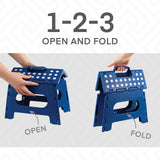 Folding Step Stool - The Lightweight Step Stool is Sturdy Enough to Support Adults and Safe Enough for Kids. Opens Easy with One Flip. Great for Kitchen, Bathroom, Bedroom, Kids or Adults. (Blue)