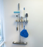 Magic Holder 5 Position Mop and Broom Holder, Floor Mop Holder, Broom Utility Holder, Storage Solutions and Organizers for Cleaning