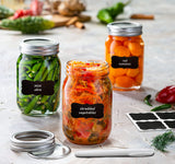 32oz Glass Mason Jars with lids Set of 12 - Airtight Band + Marker & Labels - Canning Jars with Lids, Ideal for candle jars, Spice Jars, Wedding Favors, Meal Prep, Jelly, Great gift.