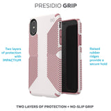 Speck Products Presidio Grip iPhone Xs/iPhone X Case, Veil White/Lipliner Pink (117124-7575)