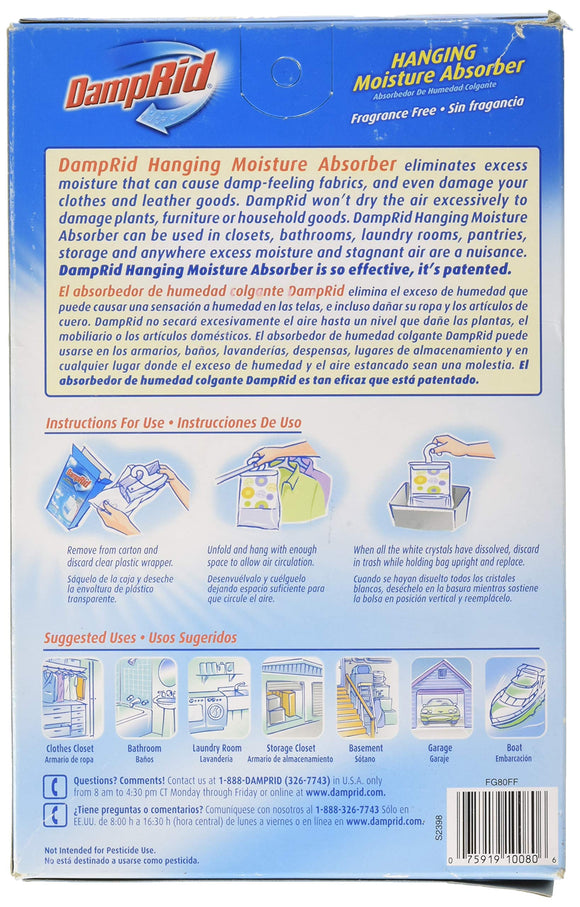 DampRid FG80FF Fragrance Free Hanging Moisture Absorber