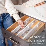 Adjustable Drawer Dividers - Lock in Place, Non-Slip, Expandable Separators, No Tools Required. Great Organizer for Closet, Dresser, Drawer, Office Desk and Kitchen Organization. (4-Pack)