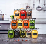 32oz Glass Mason Jars with lids Set of 12 - Airtight Band + Marker & Labels - Canning Jars with Lids, Ideal for candle jars, Spice Jars, Wedding Favors, Meal Prep, Jelly, Great gift.