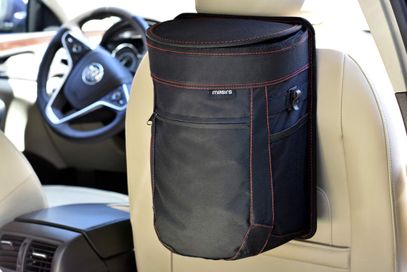 Vehicle Trash Can - Large Removable Leakproof Garbage Bag, Fasten The Car Waste Basket to Back or Front Seat Headrest. Great Garbage Can for Car, SUV, Truck, Van or Minivan.