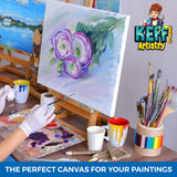 KEFF Stretched Canvases for Painting - 10 Pack Blank Art Paint Canvas Set - 4x4, 5x7, 8x10, 9x12, 11x14 Inches for Acrylic, Oil & More - 100% Cotton Primed