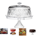 Amazing Cake Stand Multifunctional Cake and Serving Stand for Weddings,Events, Parties, 4-in-1 Crystal Cake Plate with Dome