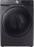 Samsung - 7.5 Cu. Ft. Stackable Electric Dryer with Steam and Sensor Dry - Black stainless steel