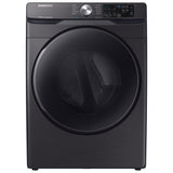 Samsung - 7.5 Cu. Ft. Stackable Electric Dryer with Steam and Sensor Dry - Black stainless steel
