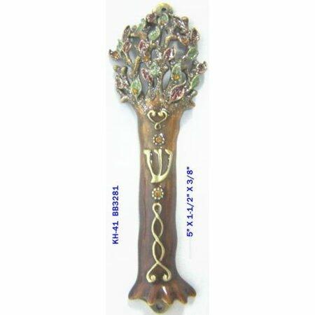 Welforth Brown/Amber Tree Of Life Mezuzah With Amber Stones 5.